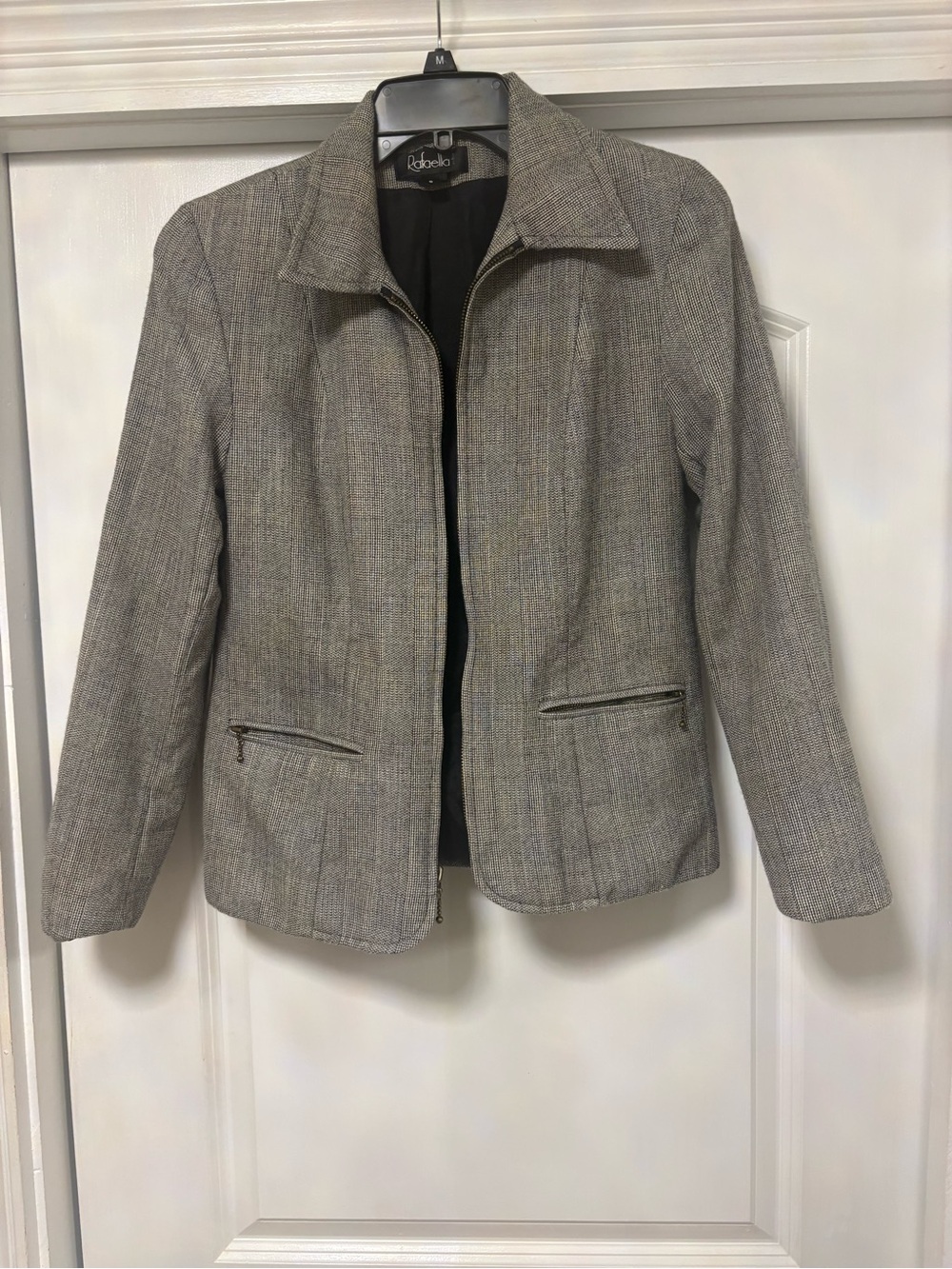Rafaella Light Gray Zip-Front Blazer Jacket